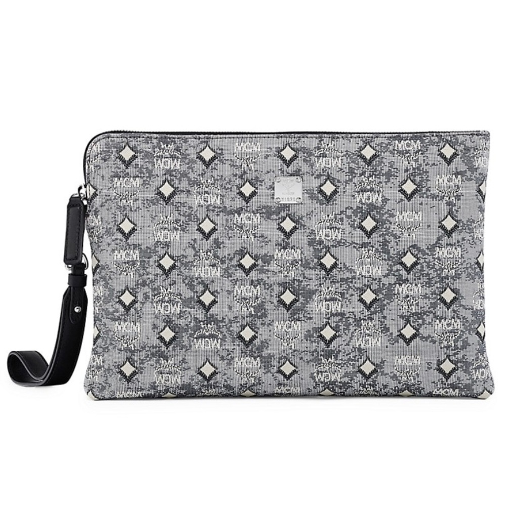 NWT MCM Standing Wristlet Pouch in Vintage Monogram Jacquard